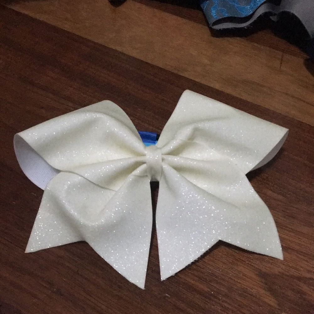 White sparkly cheer bow